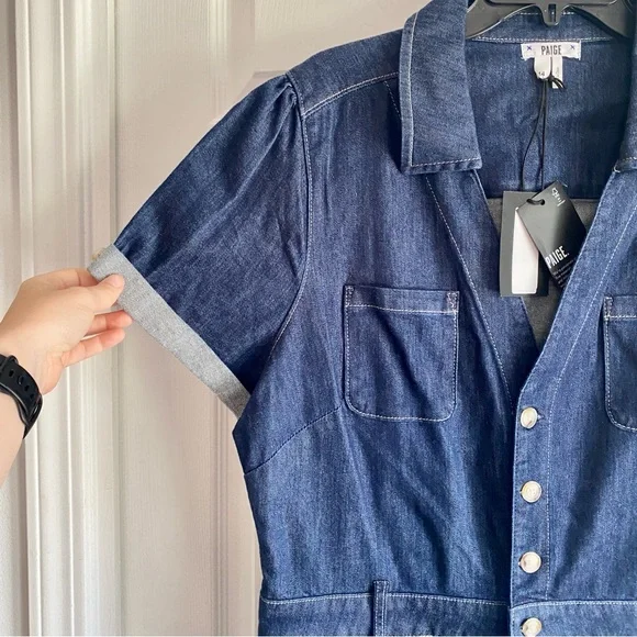 PAIGE‎ Darla Wide Leg Denim Jumpsuit in Baltimore wash 14